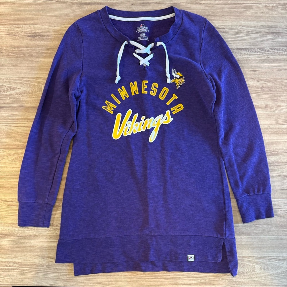 Majestic Purple Minnesota Vikings Lace-Up Sweatshirt